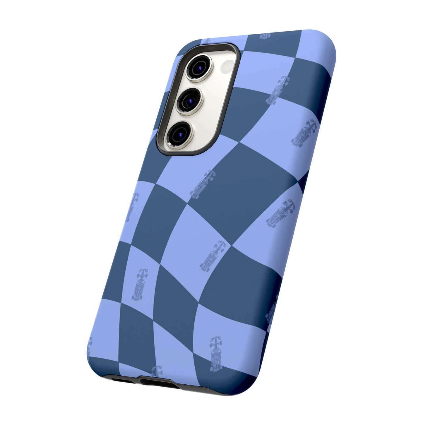 F1 Phone Case Blue Checkerboard Design, Trendy F1 Gift, Formula 1 Gift, Cute F1 Phone Case, Unique Formula One Phone Case