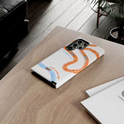 McLaren F1 Phone Case Orange and Blue Painted "its lights out and away we go", Trendy F1 Gift, Formula 1 Gift, Cute F1 Phone Case
