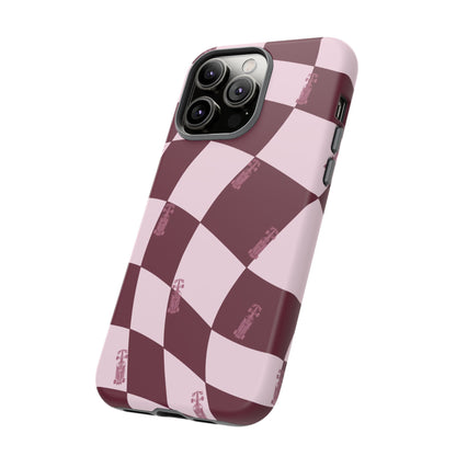F1 Phone Case Pink Checkered Design, Trendy F1 Gift, Formula 1 Gift, Cute F1 Phone Case, Unique Formula One Phone Case
