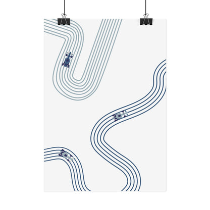 Abstract Blue F1 Giclée Print Poster | Minimalist F1 Art - EU SIZING (Physical Print)