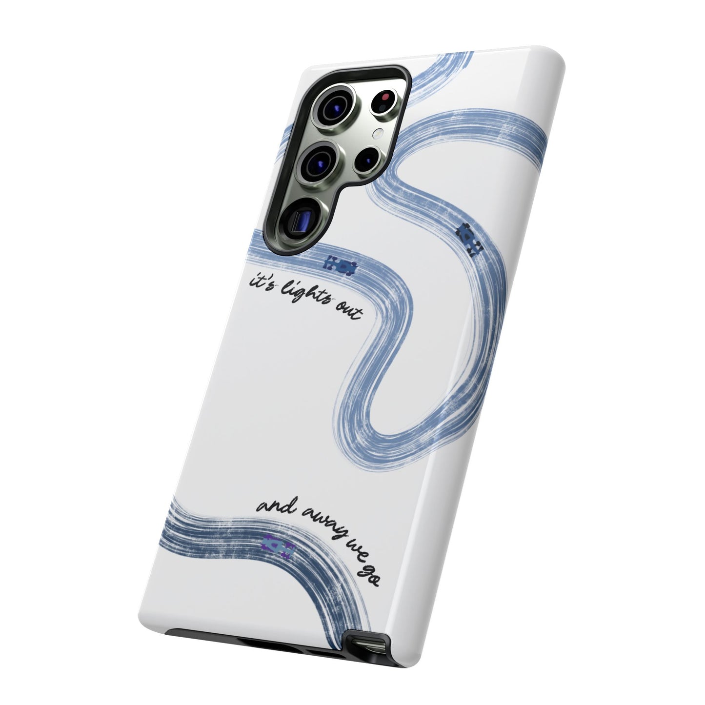 F1 Phone Case Blue Painted "its lights out and away we go", Trendy F1 Gift, Formula 1 Gift, Cute F1 Phone Case, Gift for F1 Fans