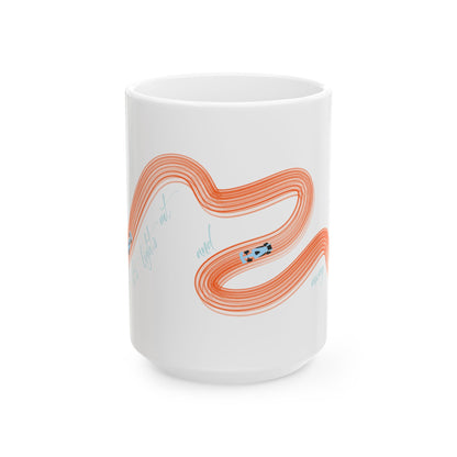 McLaren Orange and Blue Painted F1  It's Lights Out and Away We Go Mug