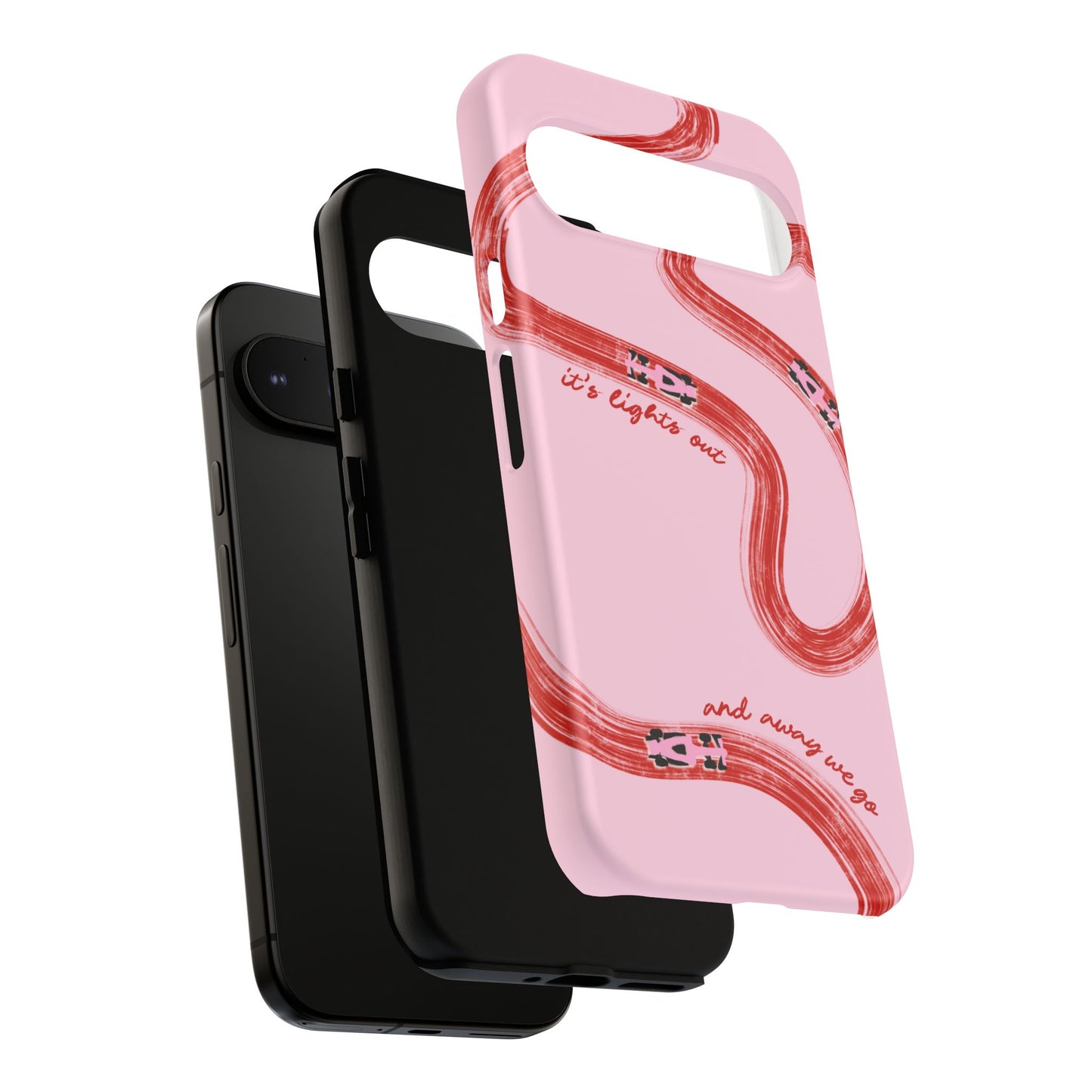 F1 Phone Case Pink and Red Painted "its lights out and away we go", Trendy F1 Gift, Formula 1 Gift, Cute F1 Phone Case, Unique Phone Case