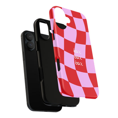 Pink and Red Checkered F1 Phone Case, Box Box Box F1 Phone Case