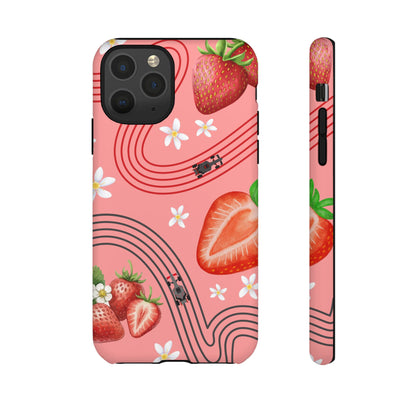Red F1 Audi and Strawberries Phone Case, Trendy F1 Gift, Formula 1 Gift, Cute Fruit F1 Phone Case, Unique Phone Case