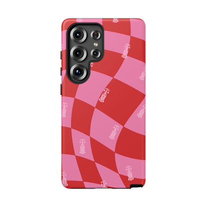 F1 Phone Case Pink and Red Checkerboard Design, Trendy F1 Gift, Girly Formula 1 Gift, Cute F1 Phone Case, Unique Formula One Phone Case