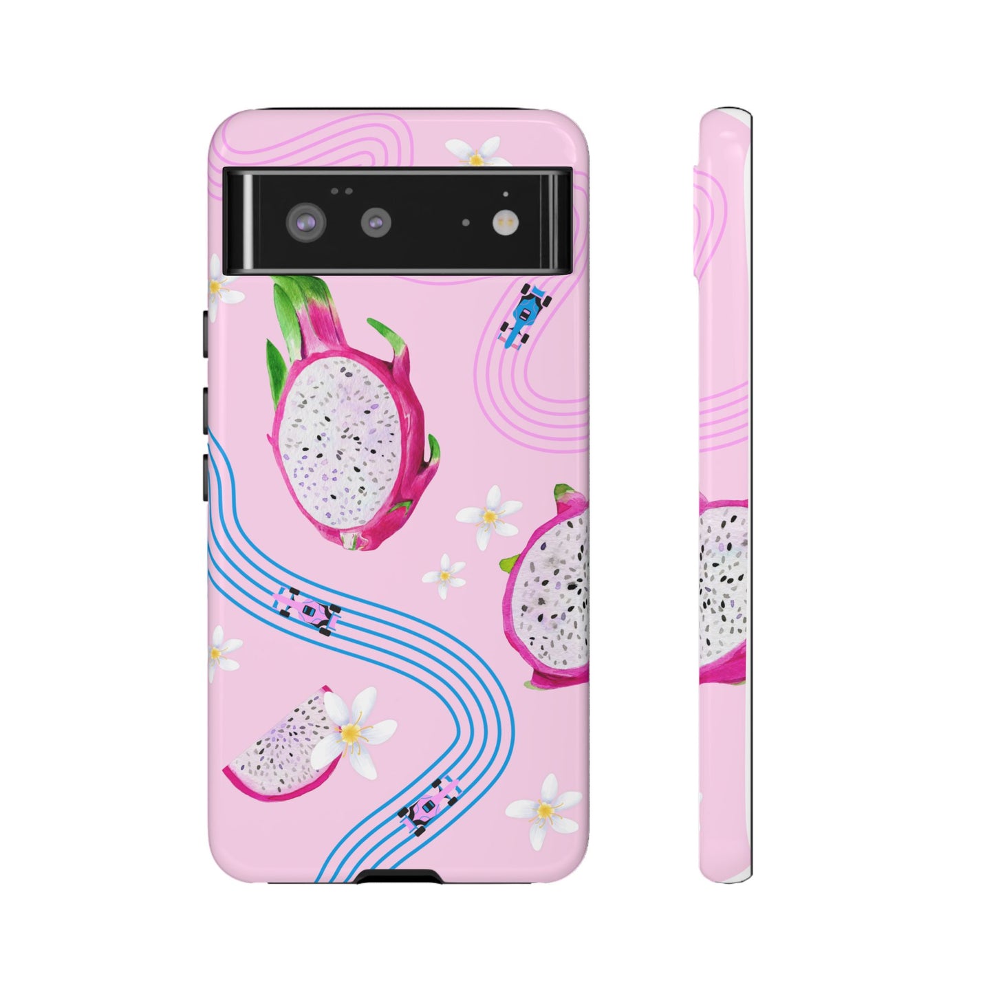 Pink F1 Alpine and Dragonfruit Phone Case, Trendy F1 Gift, Formula 1 Gift, Cute Fruit F1 Phone Case, Unique Phone Case