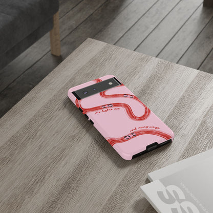 F1 Phone Case Pink and Red Painted "its lights out and away we go", Trendy F1 Gift, Formula 1 Gift, Cute F1 Phone Case, Unique Phone Case