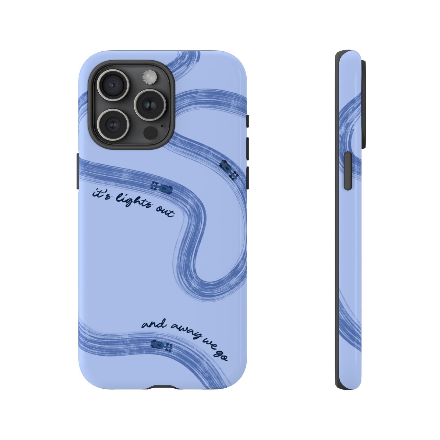 F1 Phone Case Monochrome Blue Painted "its lights out and away we go", Trendy F1 Gift, Formula 1 Gift, Cute F1 Phone Case, Phone Case