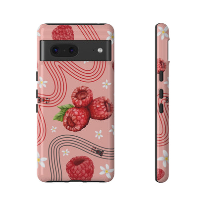 Red F1 Haas and Raspberries Phone Case, Trendy F1 Gift, Formula 1 Gift, Cute Fruit F1 Phone Case, Unique Phone Case