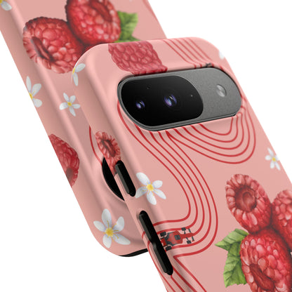 Red F1 Haas and Raspberries Phone Case, Trendy F1 Gift, Formula 1 Gift, Cute Fruit F1 Phone Case, Unique Phone Case