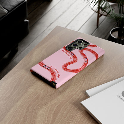 F1 Phone Case Pink and Red Painted "its lights out and away we go", Trendy F1 Gift, Formula 1 Gift, Cute F1 Phone Case, Unique Phone Case