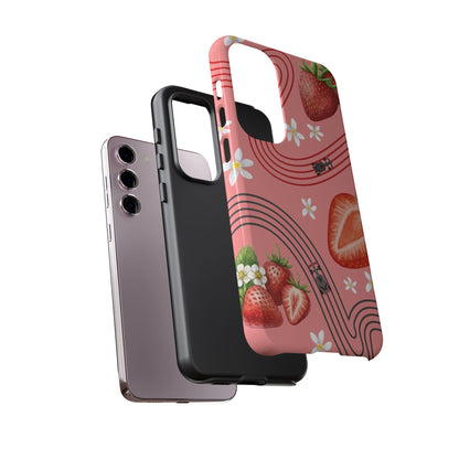 Red F1 Audi and Strawberries Phone Case, Trendy F1 Gift, Formula 1 Gift, Cute Fruit F1 Phone Case, Unique Phone Case