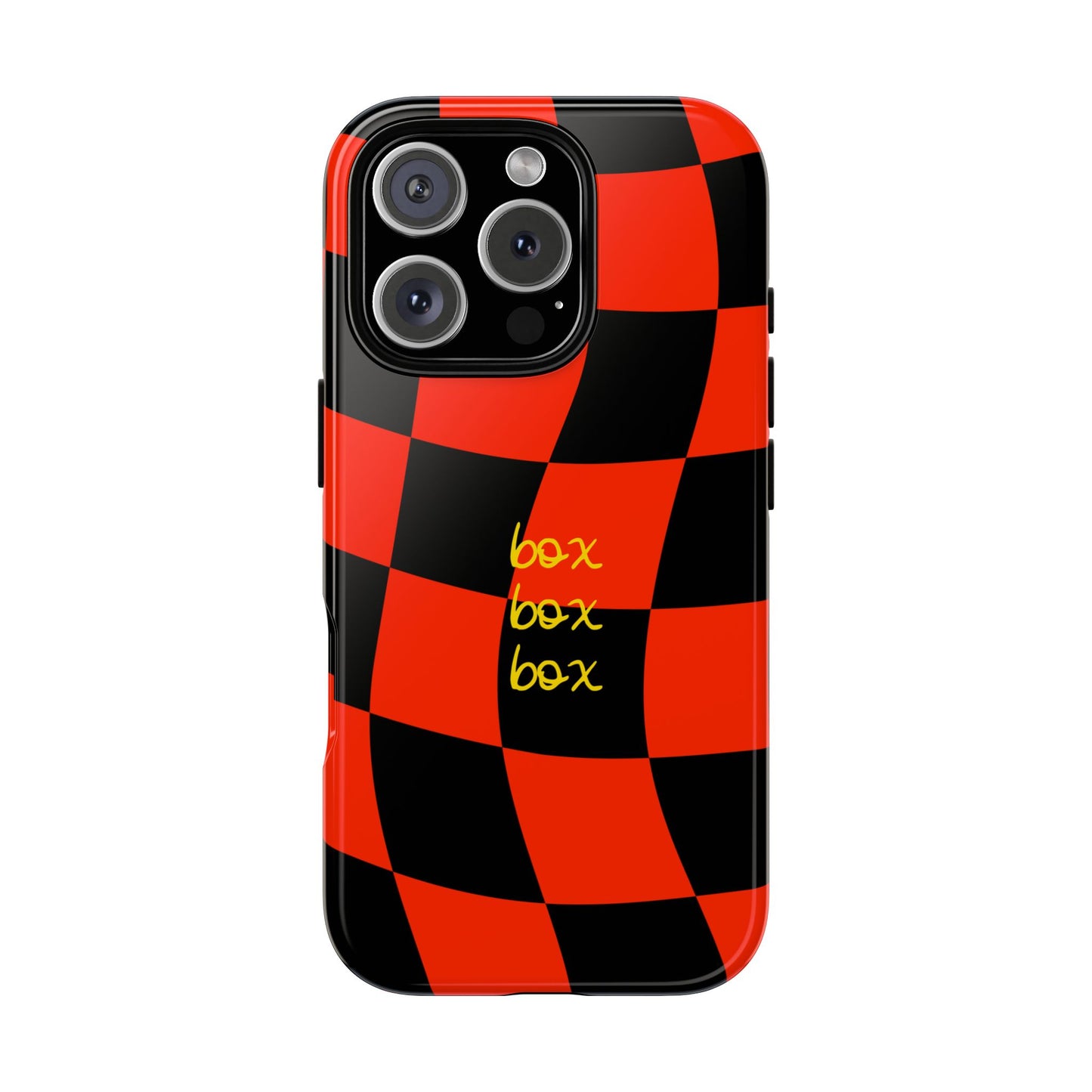 F1 Ferrari Black and Red Checkered Phone Case, Box Box Box F1 Phone Case