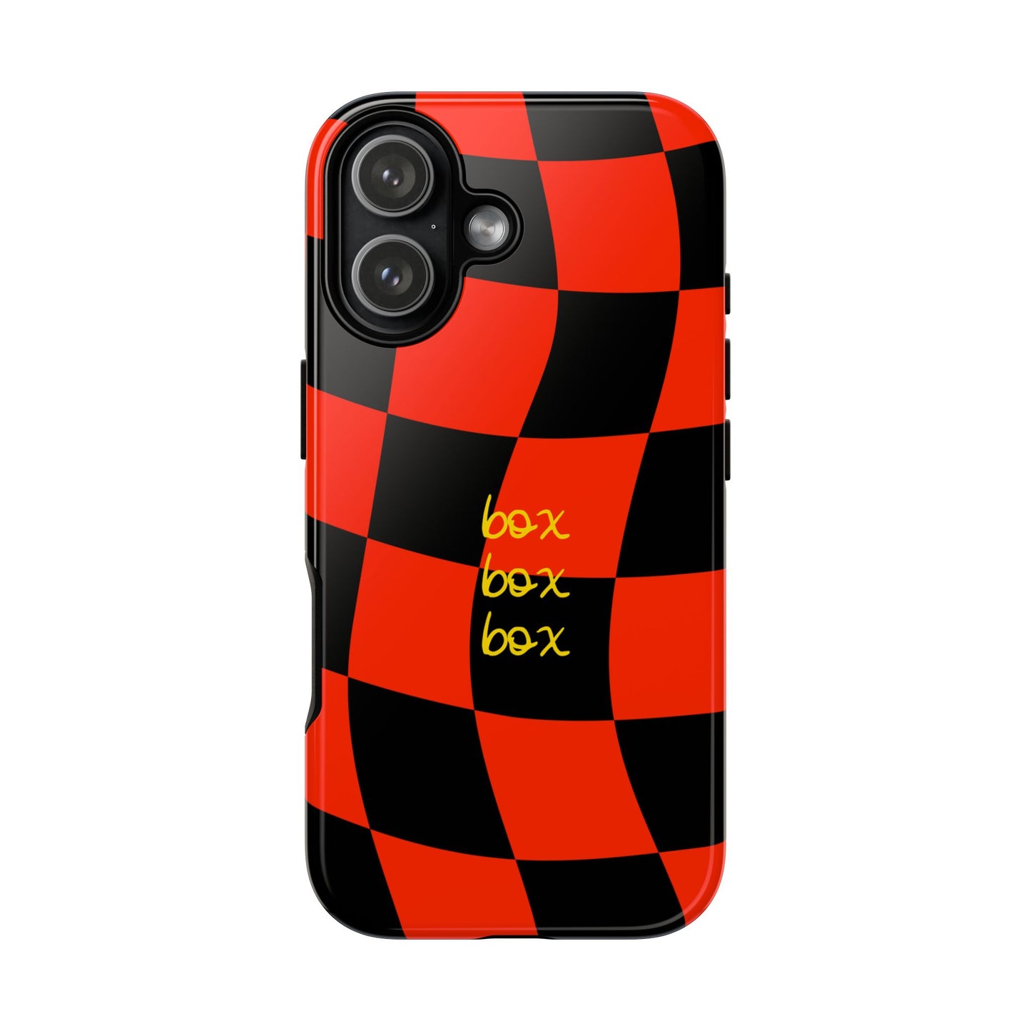 F1 Ferrari Black and Red Checkered Phone Case, Box Box Box F1 Phone Case