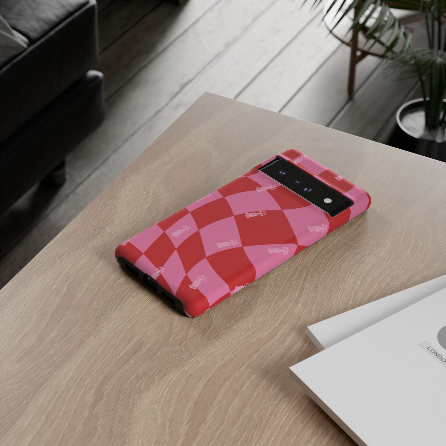 F1 Phone Case Pink and Red Checkerboard Design, Trendy F1 Gift, Girly Formula 1 Gift, Cute F1 Phone Case, Unique Formula One Phone Case