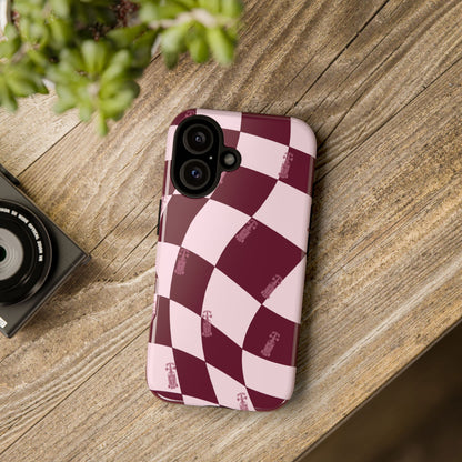 F1 Phone Case Pink Checkered Design, Trendy F1 Gift, Formula 1 Gift, Cute F1 Phone Case, Unique Formula One Phone Case