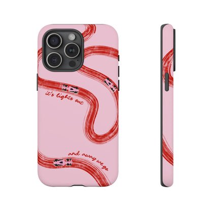 F1 Phone Case Pink and Red Painted "its lights out and away we go", Trendy F1 Gift, Formula 1 Gift, Cute F1 Phone Case, Unique Phone Case