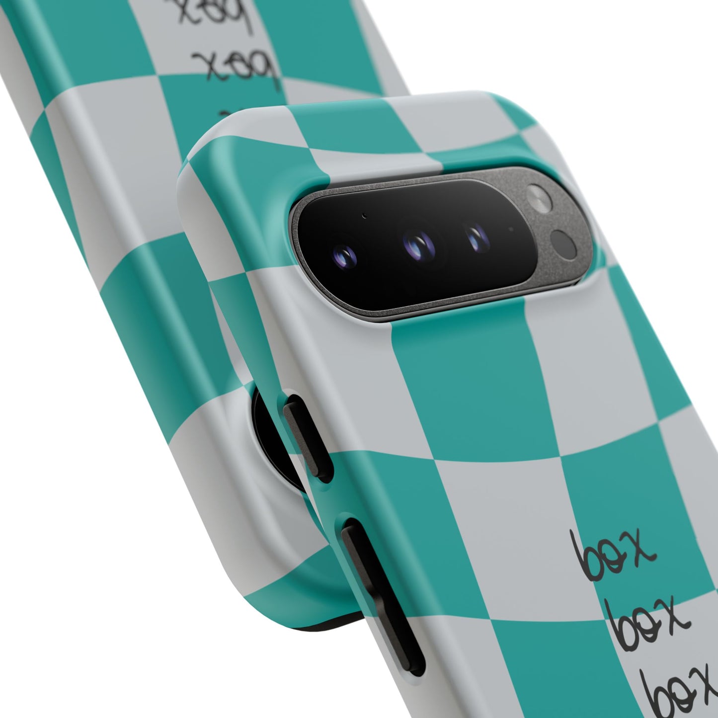 Mercedes Teal and Grey Checkered F1 Phone Case, Box Box Box F1 Phone Case