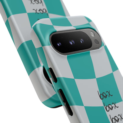 Mercedes Teal and Grey Checkered F1 Phone Case, Box Box Box F1 Phone Case