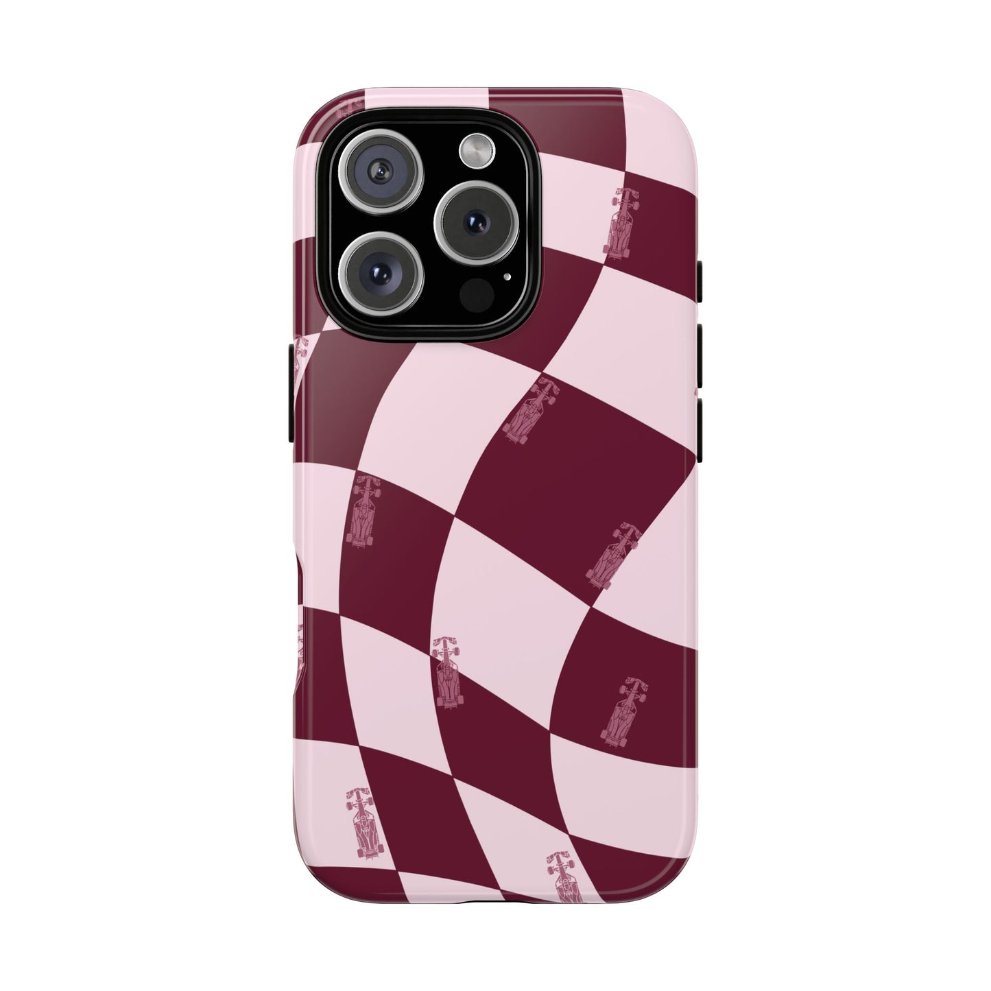 F1 Phone Case Pink Checkered Design, Trendy F1 Gift, Formula 1 Gift, Cute F1 Phone Case, Unique Formula One Phone Case