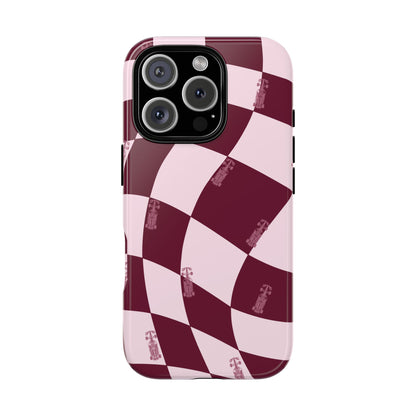 F1 Phone Case Pink Checkered Design, Trendy F1 Gift, Formula 1 Gift, Cute F1 Phone Case, Unique Formula One Phone Case