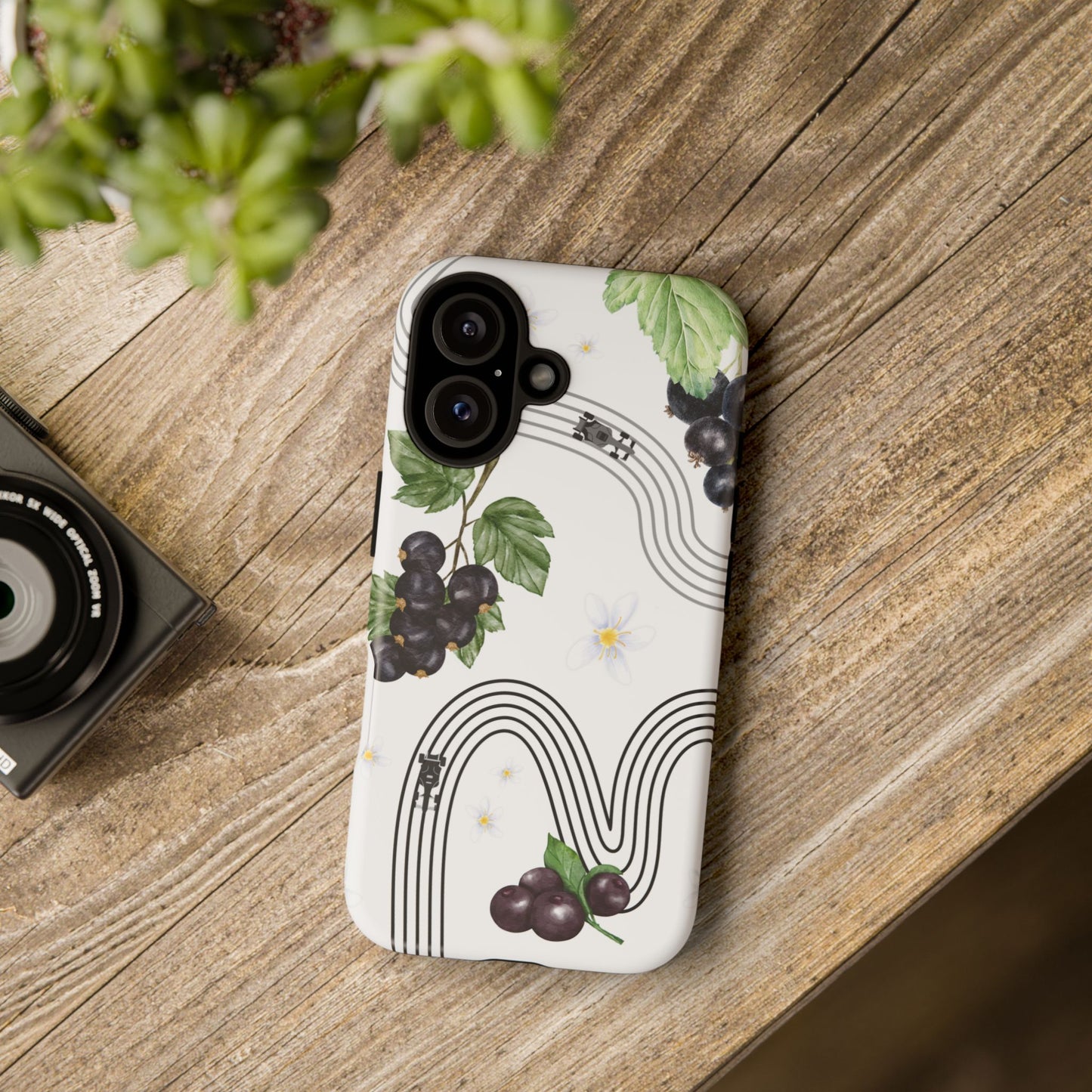 F1 Cadillac and Black Currants Phone Case, Trendy F1 Gift, Formula 1 Gift, Cute Fruit F1 Phone Case, Unique Phone Case