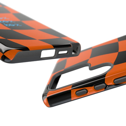 McLaren Orange and Black Checkered F1 Phone Case, Box Box Box F1 Phone Case