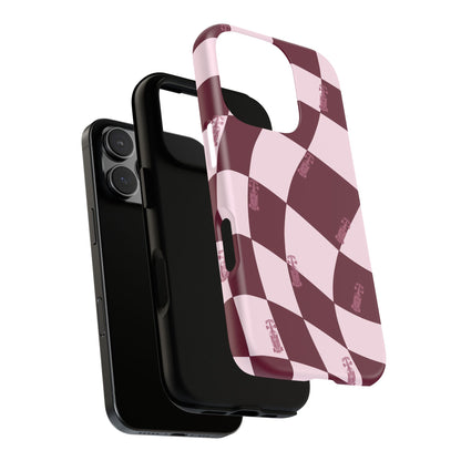 F1 Phone Case Pink Checkered Design, Trendy F1 Gift, Formula 1 Gift, Cute F1 Phone Case, Unique Formula One Phone Case