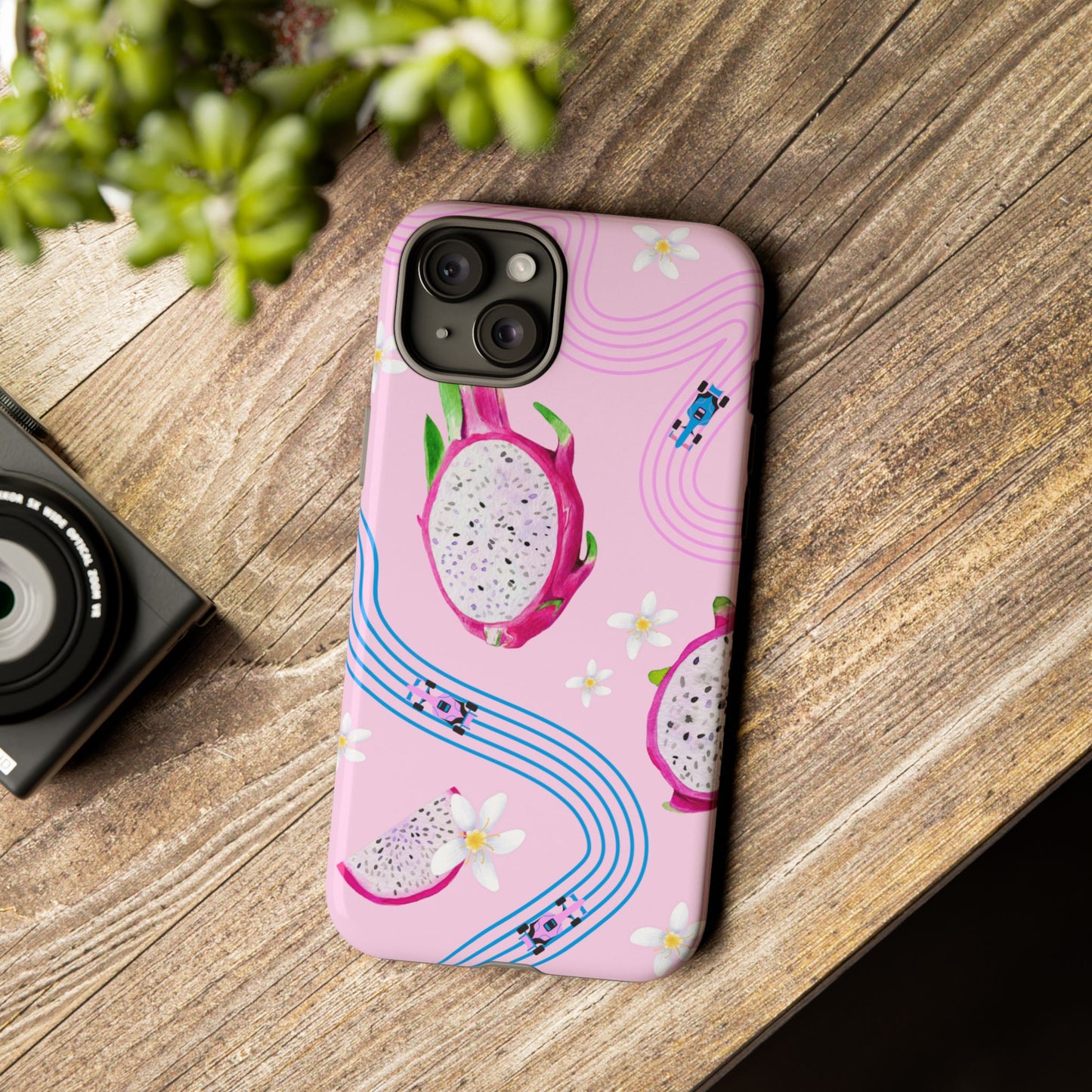 Pink F1 Alpine and Dragonfruit Phone Case, Trendy F1 Gift, Formula 1 Gift, Cute Fruit F1 Phone Case, Unique Phone Case