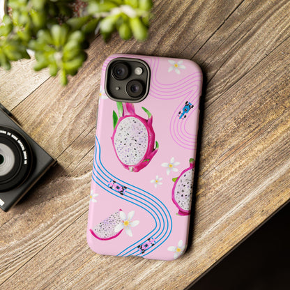 Pink F1 Alpine and Dragonfruit Phone Case, Trendy F1 Gift, Formula 1 Gift, Cute Fruit F1 Phone Case, Unique Phone Case
