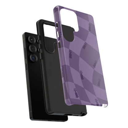 F1 Phone Case Purple Checkered Design, Trendy F1 Gift, Formula 1 Gift, Cute F1 Phone Case, Unique Formula One Phone Case