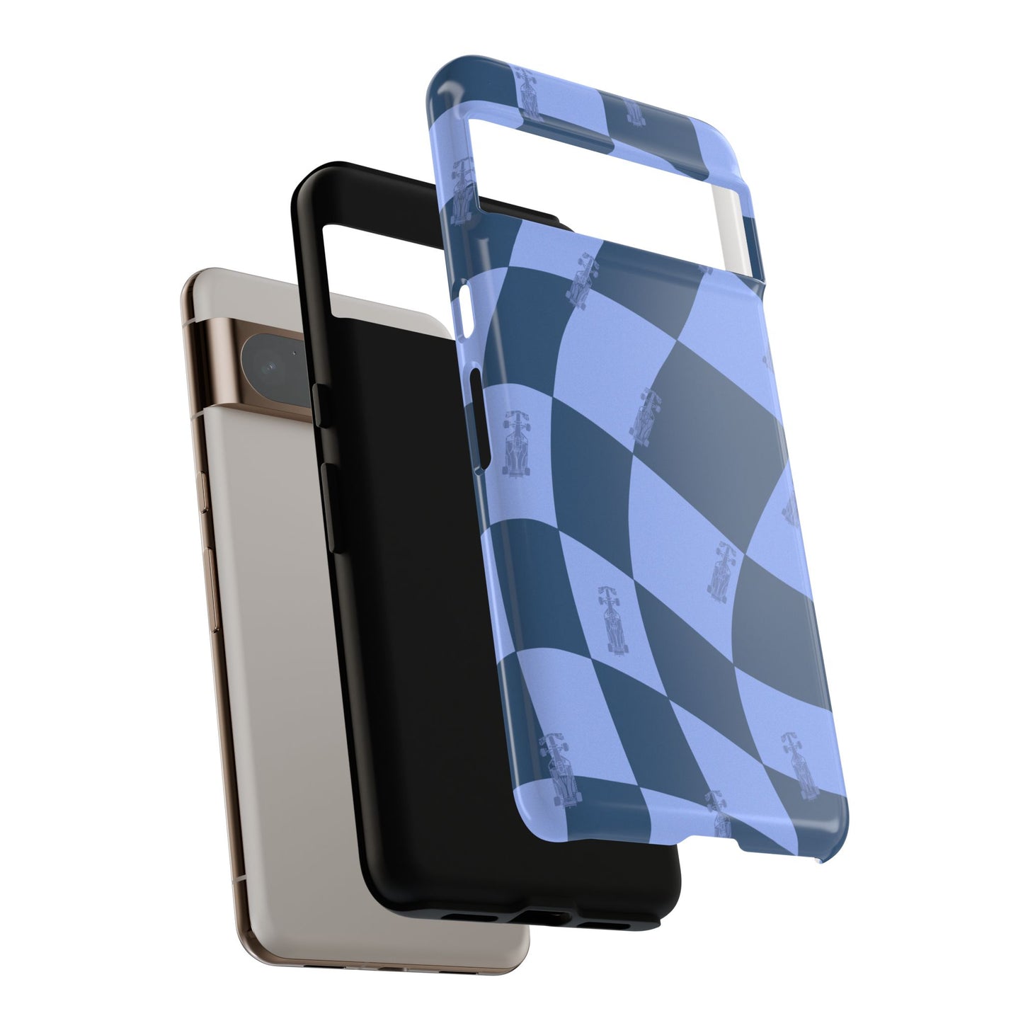 F1 Phone Case Blue Checkerboard Design, Trendy F1 Gift, Formula 1 Gift, Cute F1 Phone Case, Unique Formula One Phone Case