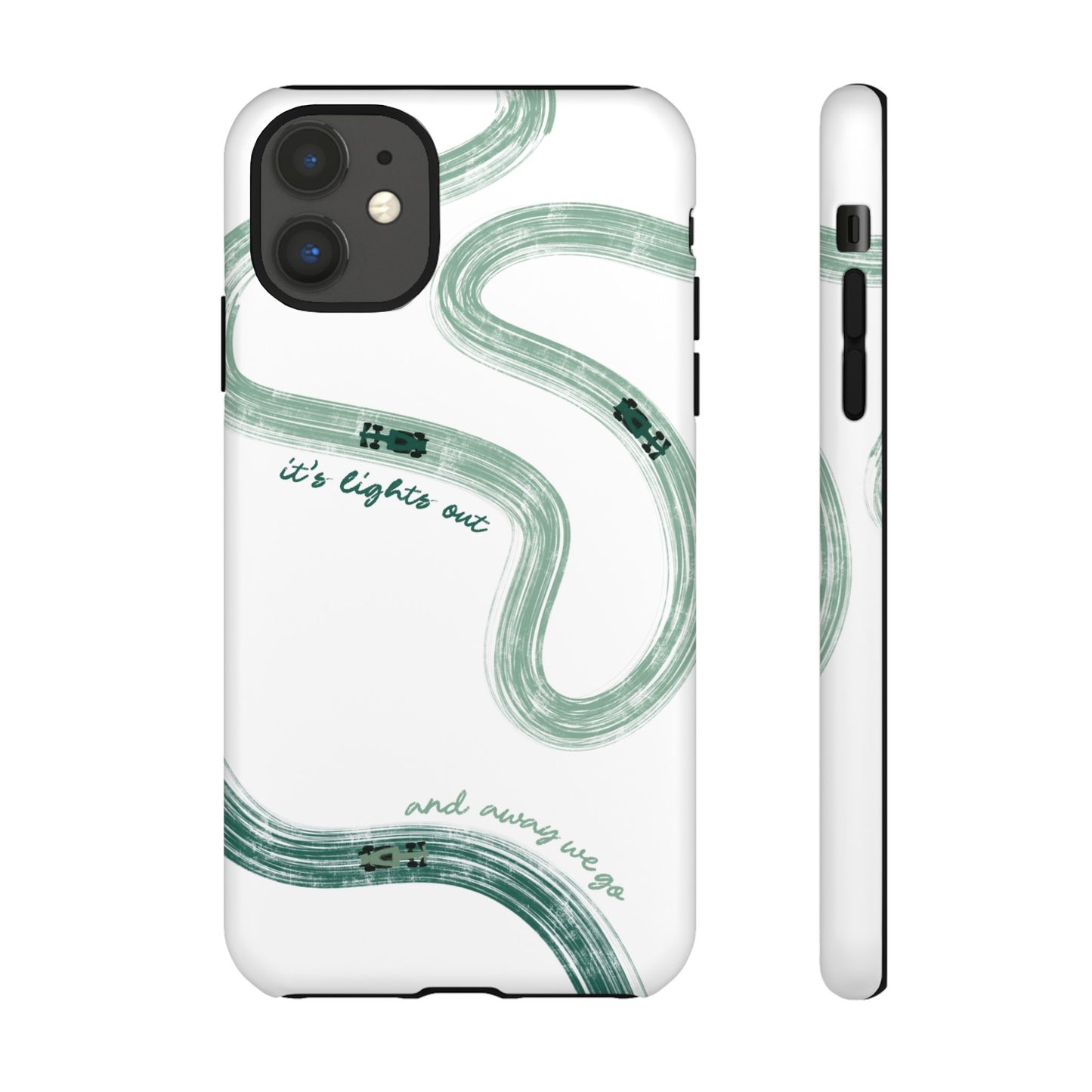 F1 Phone Case Green Painted "its lights out and away we go", Trendy F1 Gift, Formula 1 Gift, Cute F1 Phone Case, Gift for F1 Fans