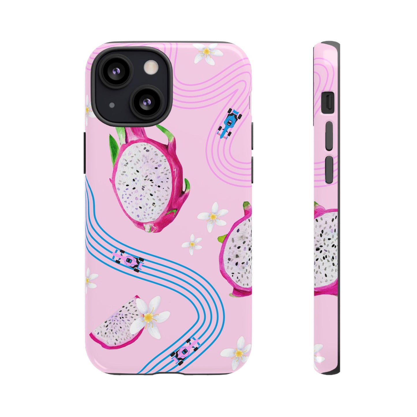 Pink F1 Alpine and Dragonfruit Phone Case, Trendy F1 Gift, Formula 1 Gift, Cute Fruit F1 Phone Case, Unique Phone Case