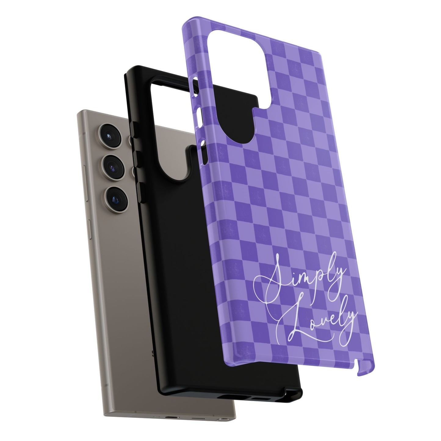 Simply Lovely Purple Checkered F1 Phone Case Design, Trendy F1 Gift, Formula 1 Gift, Cute F1 Phone Case
