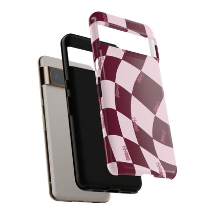 F1 Phone Case Pink Checkered Design, Trendy F1 Gift, Formula 1 Gift, Cute F1 Phone Case, Unique Formula One Phone Case