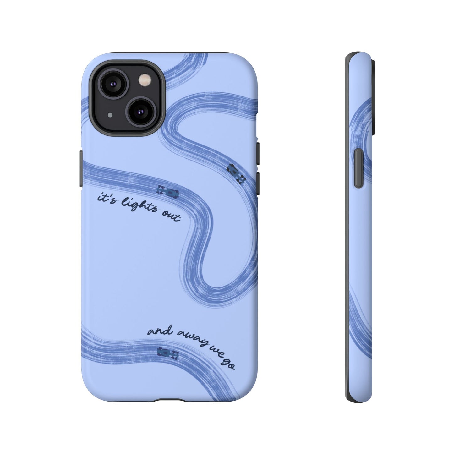 F1 Phone Case Monochrome Blue Painted "its lights out and away we go", Trendy F1 Gift, Formula 1 Gift, Cute F1 Phone Case, Phone Case