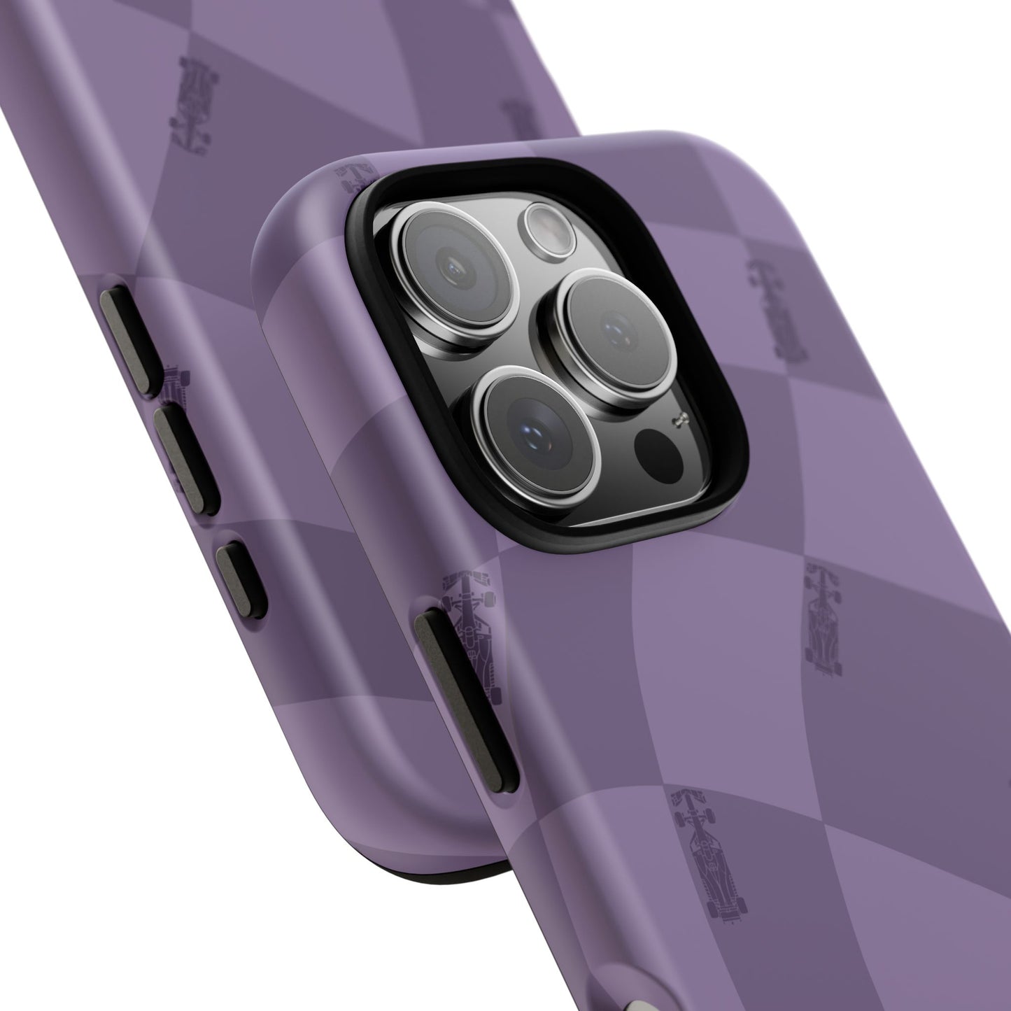 F1 Phone Case Purple Checkered Design, Trendy F1 Gift, Formula 1 Gift, Cute F1 Phone Case, Unique Formula One Phone Case