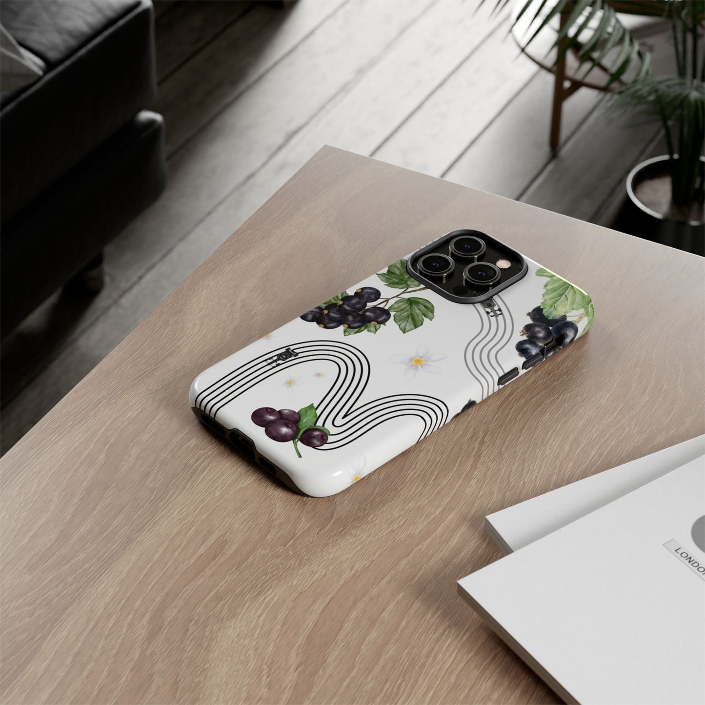 F1 Cadillac and Black Currants Phone Case, Trendy F1 Gift, Formula 1 Gift, Cute Fruit F1 Phone Case, Unique Phone Case