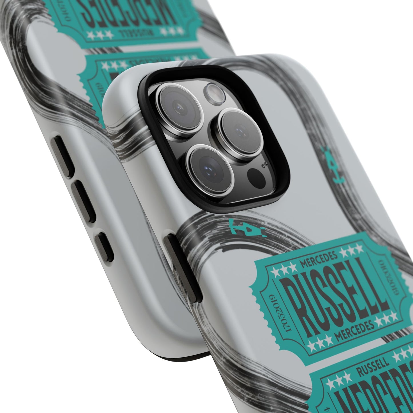 Mercedes F1 Phone Case Painted Ticket Stubs, Trendy F1 Gift, Formula 1 Gift, Cute F1 Phone Case