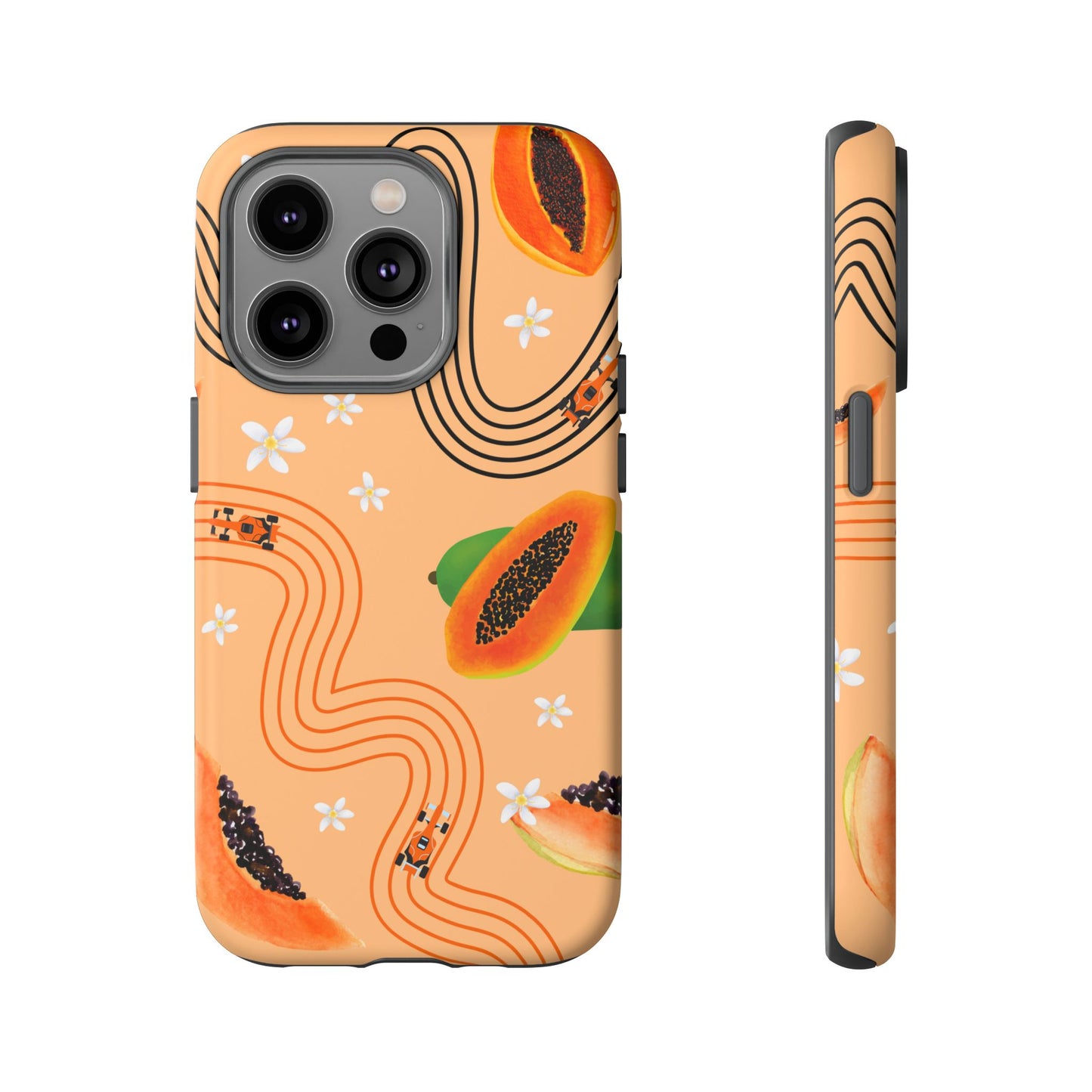 Orange F1 McLaren and Papaya Phone Case, Trendy F1 Gift, Formula 1 Gift, Cute Fruit F1 Phone Case, Unique Phone Case