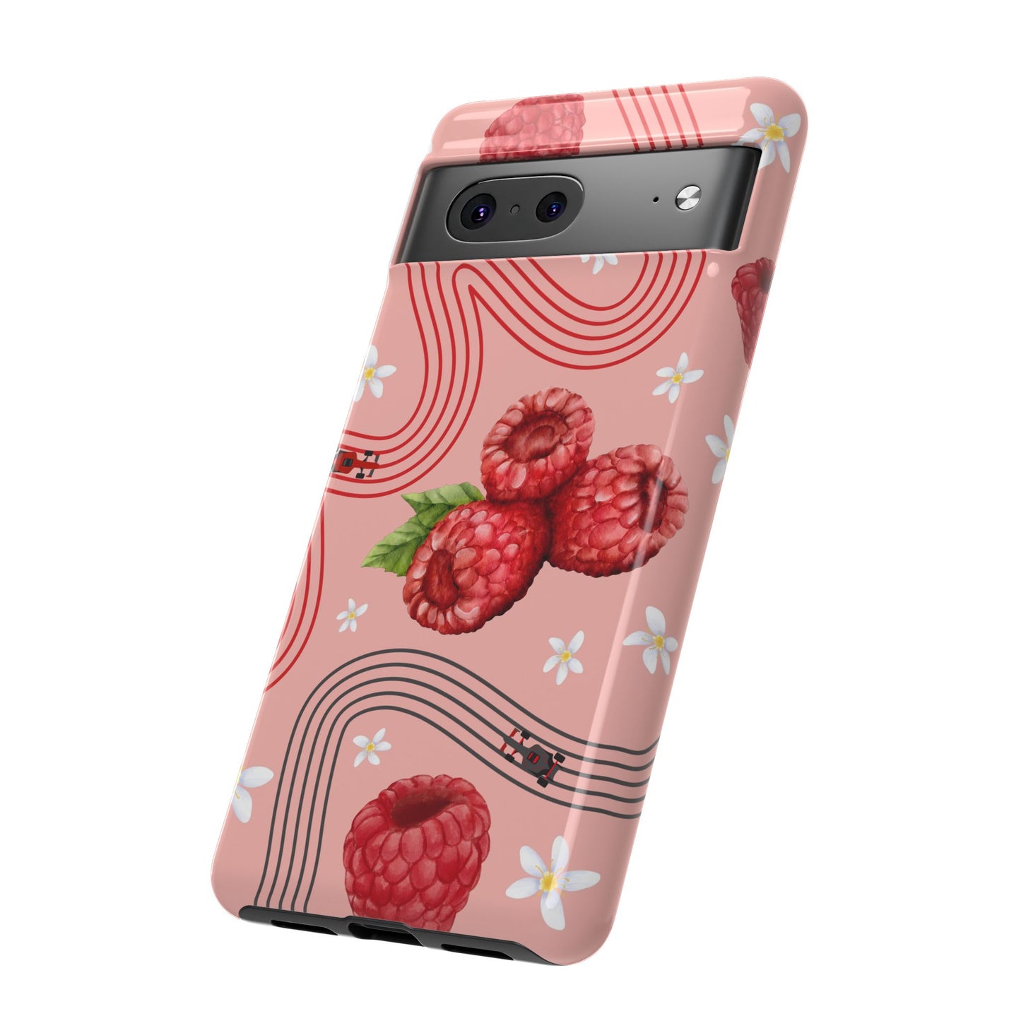 Red F1 Haas and Raspberries Phone Case, Trendy F1 Gift, Formula 1 Gift, Cute Fruit F1 Phone Case, Unique Phone Case