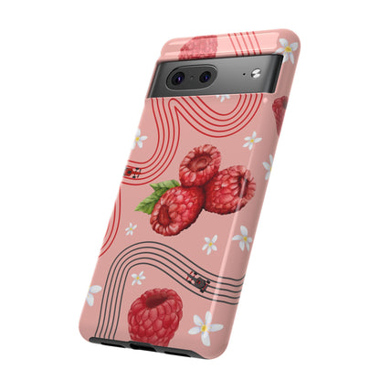 Red F1 Haas and Raspberries Phone Case, Trendy F1 Gift, Formula 1 Gift, Cute Fruit F1 Phone Case, Unique Phone Case