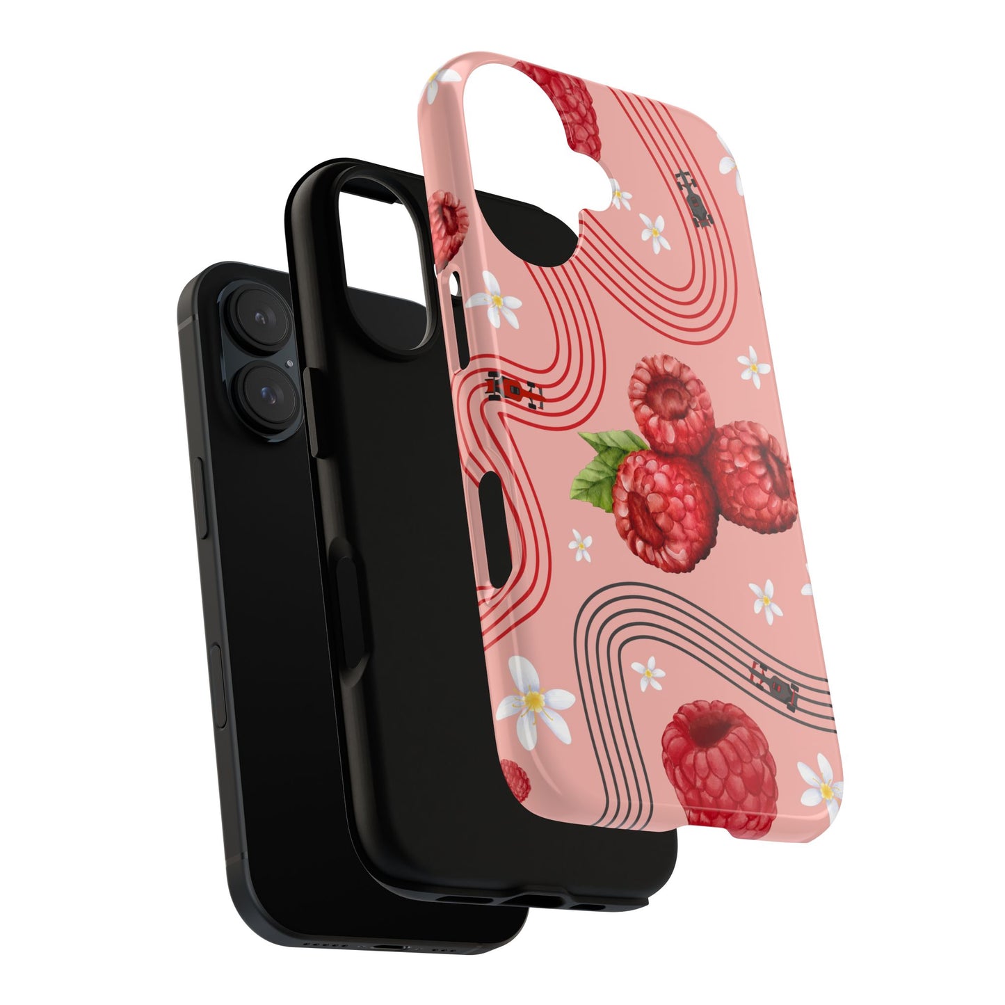 Red F1 Haas and Raspberries Phone Case, Trendy F1 Gift, Formula 1 Gift, Cute Fruit F1 Phone Case, Unique Phone Case