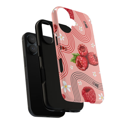 Red F1 Haas and Raspberries Phone Case, Trendy F1 Gift, Formula 1 Gift, Cute Fruit F1 Phone Case, Unique Phone Case