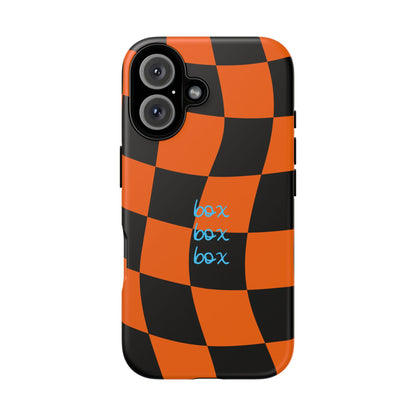 McLaren Orange and Black Checkered F1 Phone Case, Box Box Box F1 Phone Case