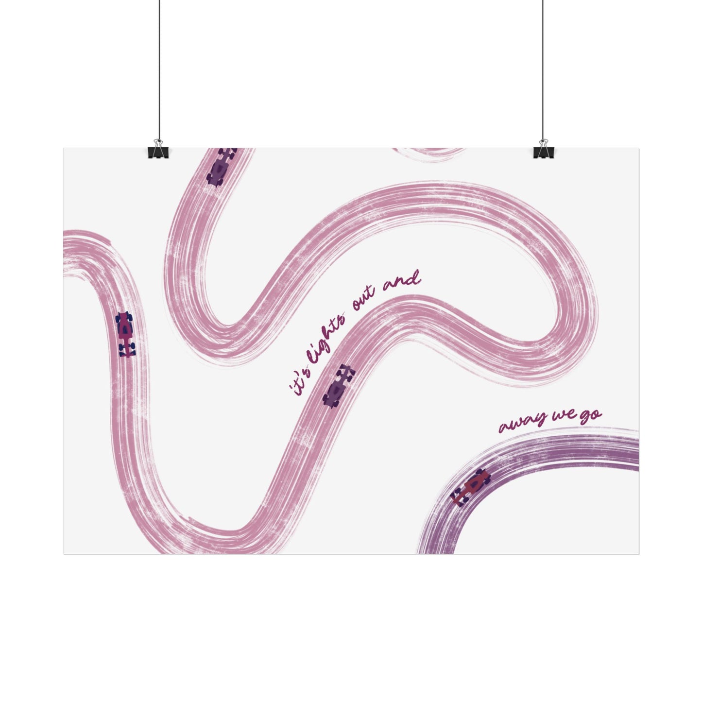 Horizontal Mauve and Purple F1 Abstract Art Poster | Minimalist F1 Art - EU Sizing (Physical Print)