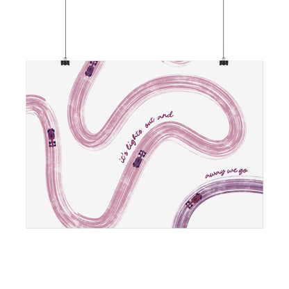 Horizontal Mauve and Purple F1 Abstract Art Poster | Minimalist F1 Art - EU Sizing (Physical Print)