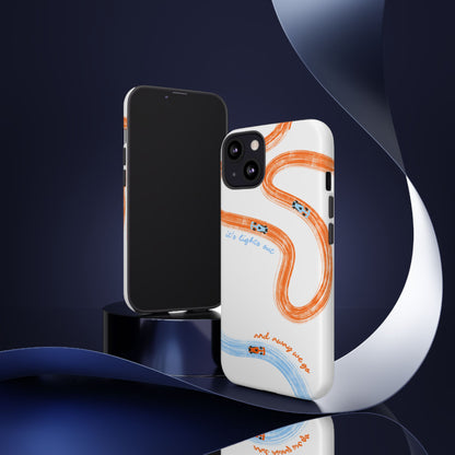 McLaren F1 Phone Case Orange and Blue Painted "its lights out and away we go", Trendy F1 Gift, Formula 1 Gift, Cute F1 Phone Case